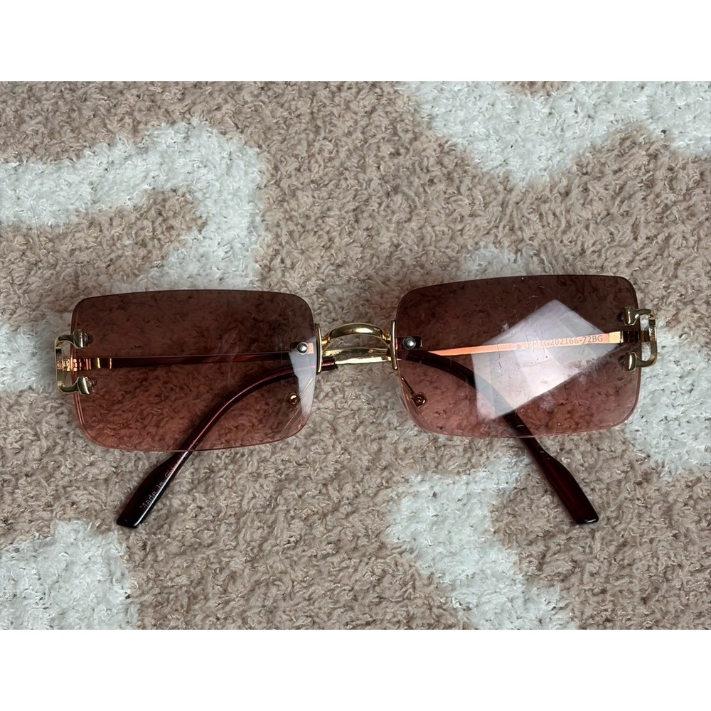 90s Inspired Y2k Wild Fable rimless gradient rectangle sunglasses, Womens